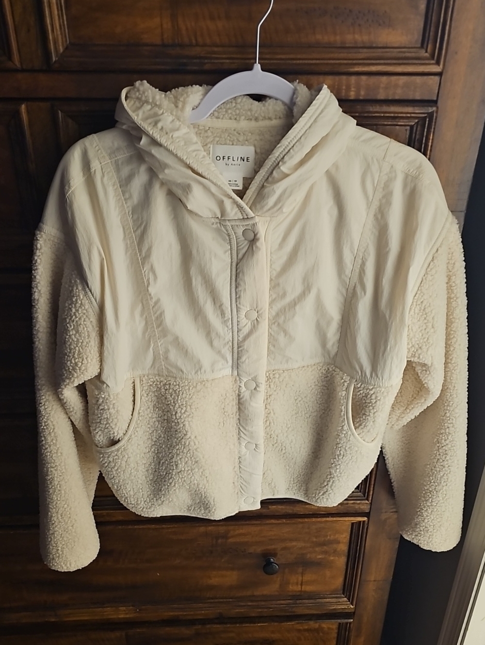 OFFLINE By Aerie Womens XS Super Cute Jacket!! Ivory And Fleece! Nwots - Picture 3 of 9